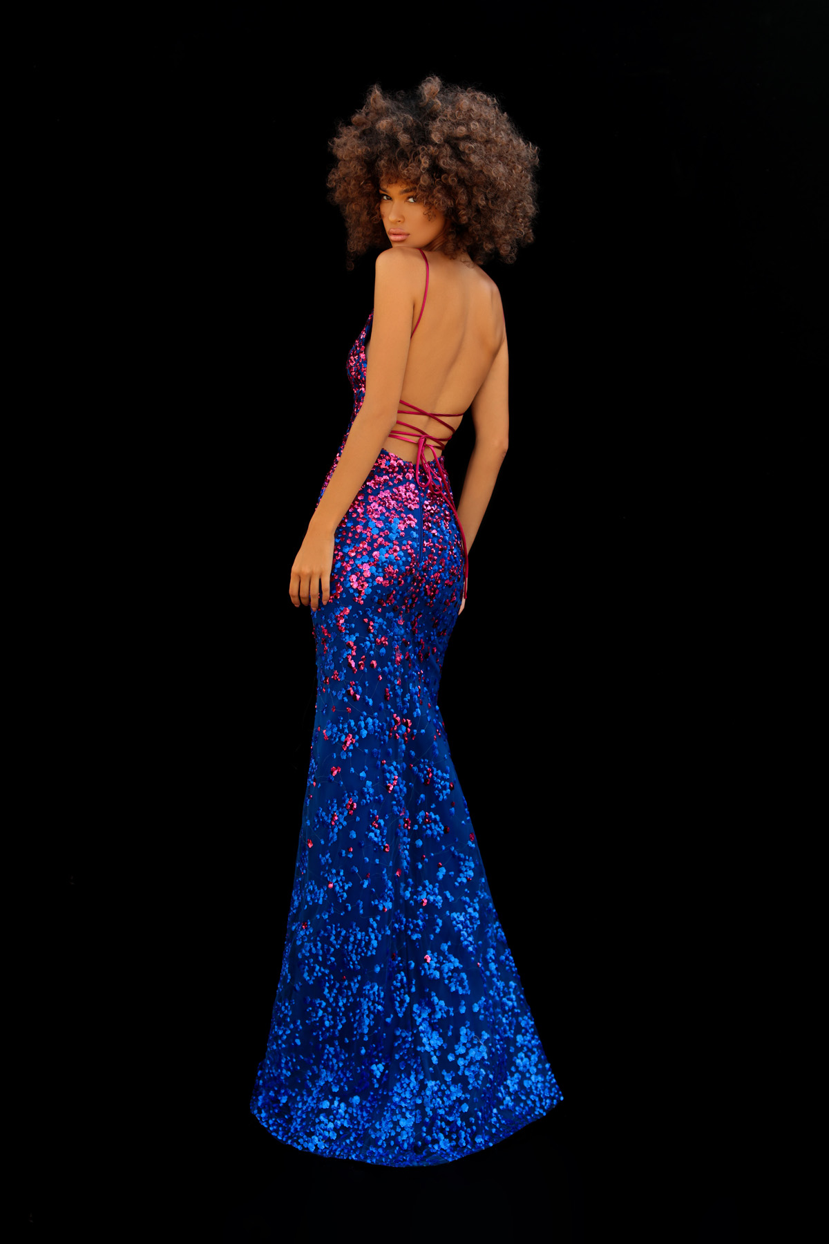 Picture of Floreral Fuchısıa / Royal Blue Dress